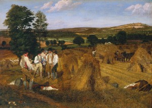 Hereford, Dynedor and the Malvern Hills, from the Haywood Lodge, Harvest Scene, Afternoon 1815 by George Robert Lewis 1782-1871
